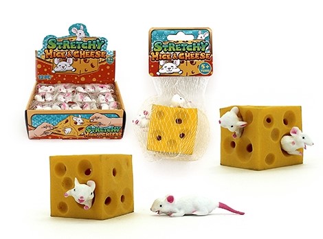Stretchy Cheese Block With two Mice